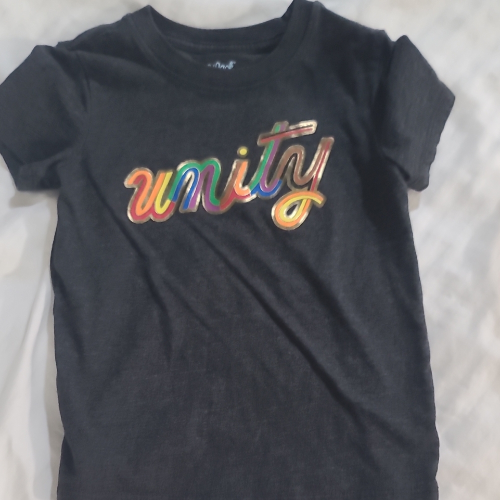 Cat & Jack Black Tee with Rainbow Unity Design